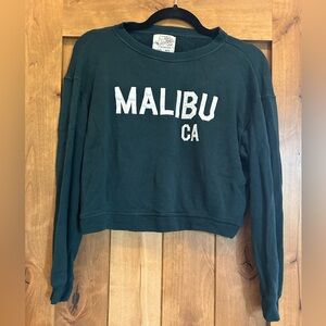 Forest green cropped Malibu, CA Pull&Bear sweater